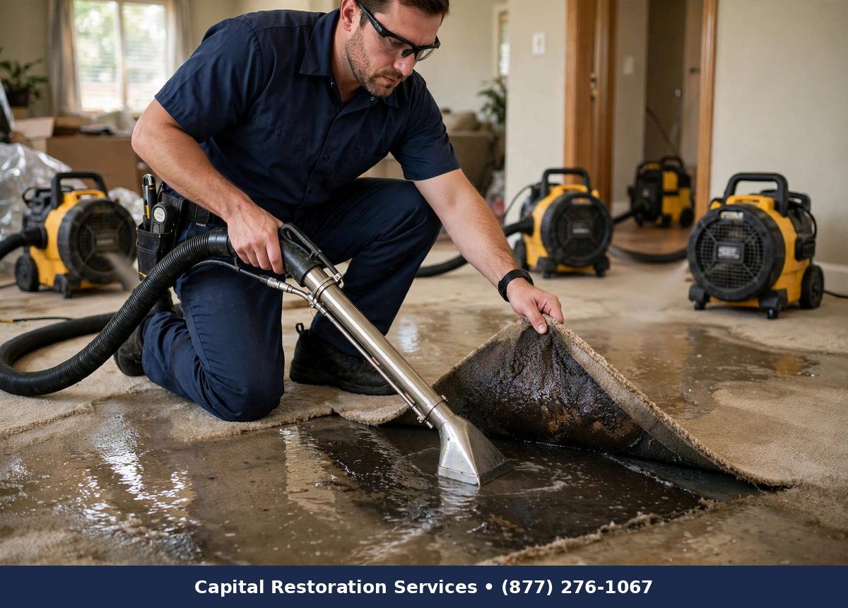 Carpet Water Damage Restoration — water damage restoration by Capital Restoration Services