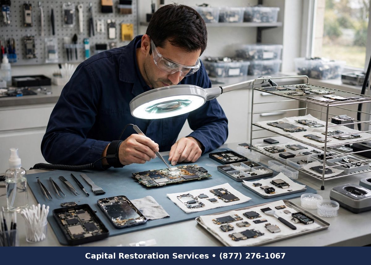 Electronics Water Damage Restoration — water damage restoration by Capital Restoration Services