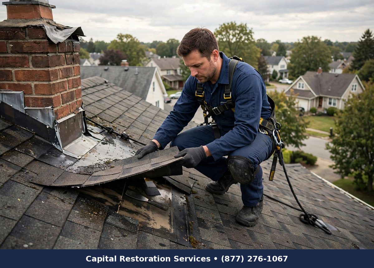 Roof Leak Water Damage Restoration — water damage restoration by Capital Restoration Services