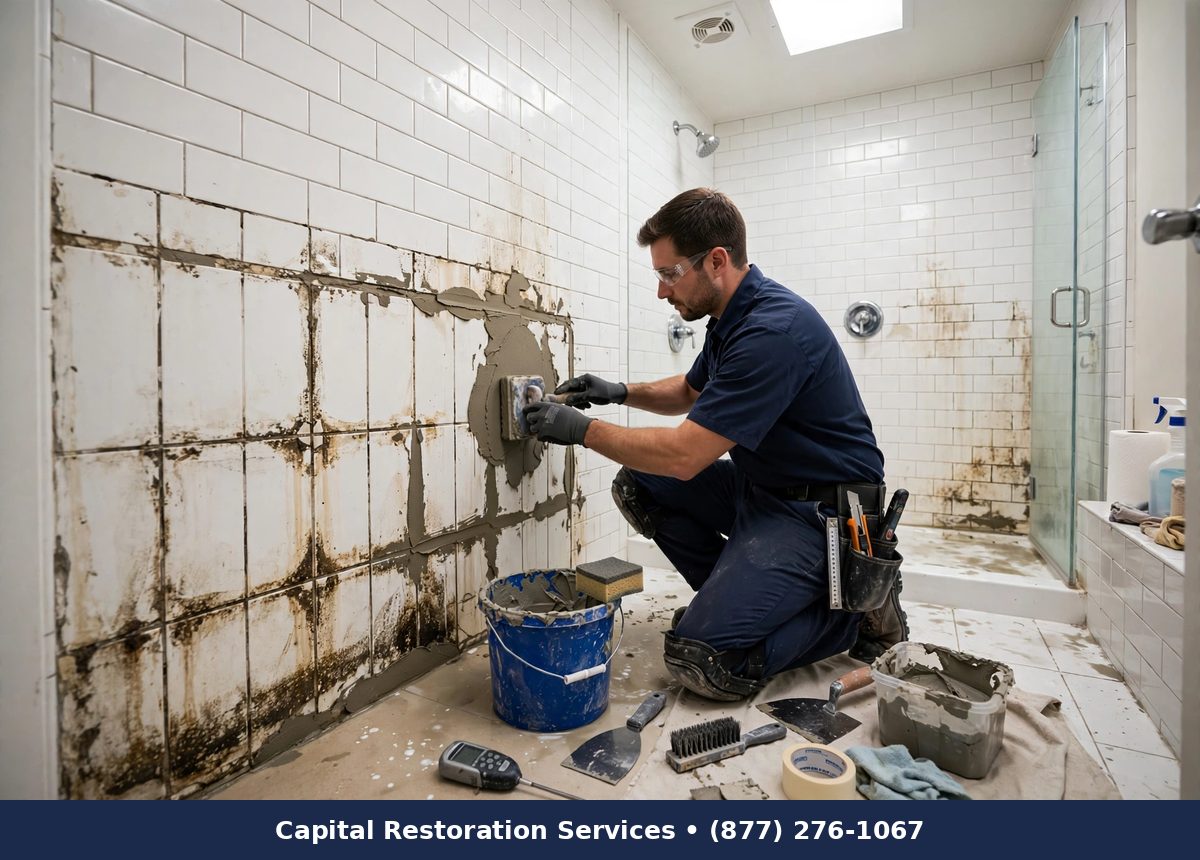 Tile and Grout Water Damage Repair — water damage restoration by Capital Restoration Services