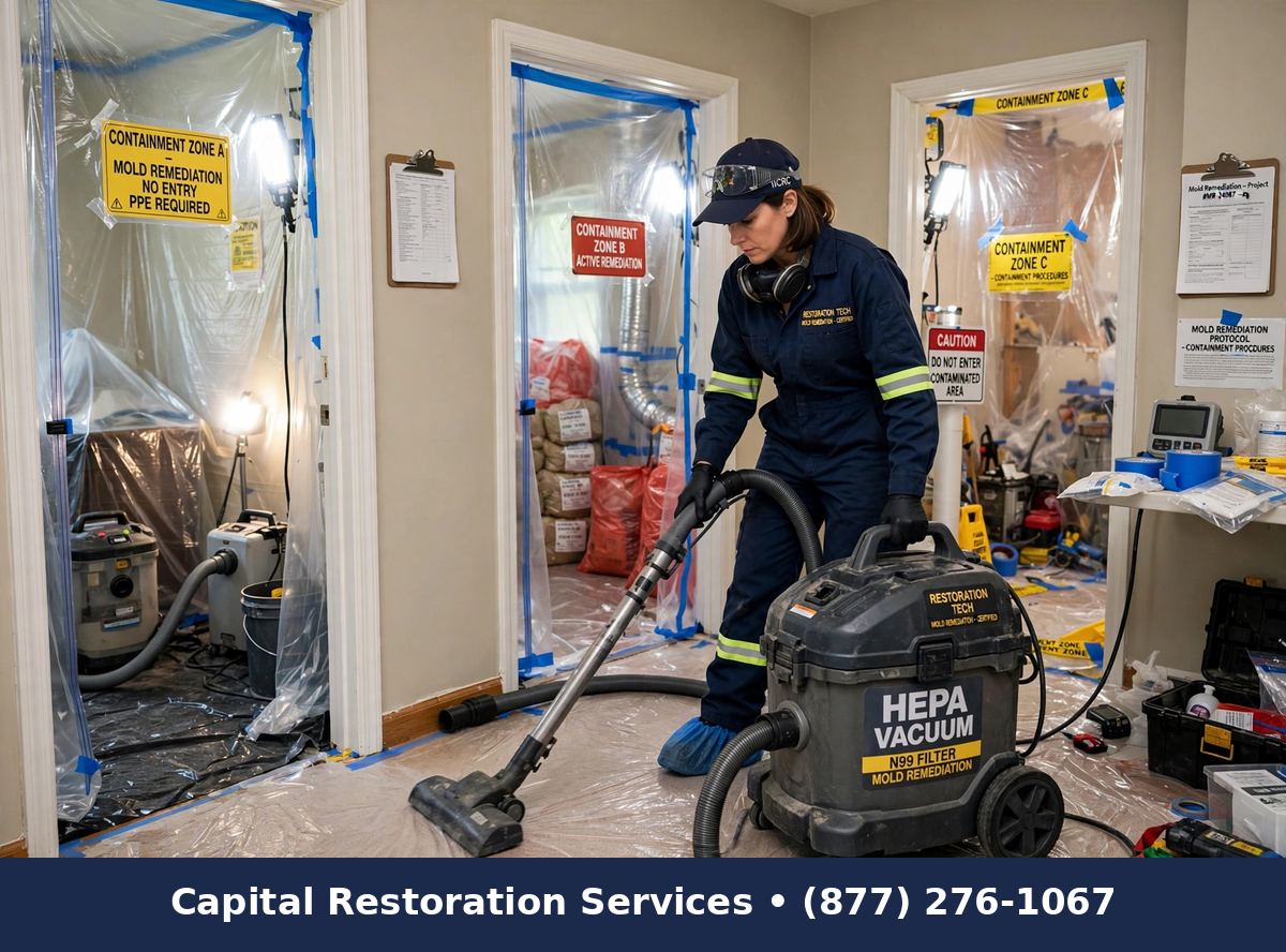 Whole-home mold remediation with HEPA vacuum, Capital Restoration Services